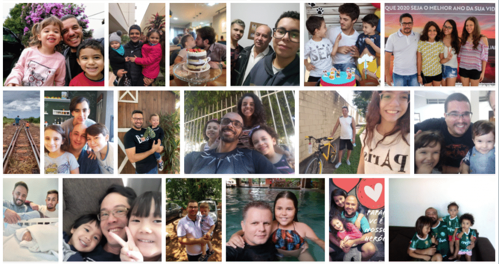 mosaico de fotos, pais e filhos