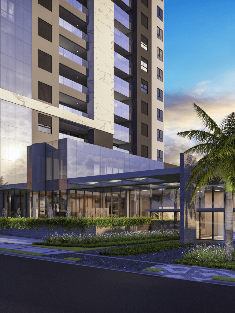 Trianon, com entrega em 2023, traz fachada que reflete céu no Alto da Palhano