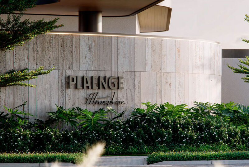 Fachada do Plaenge Atmosphere com plantas ao redor