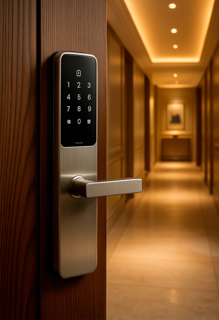 Fechadura digital moderna em porta interna