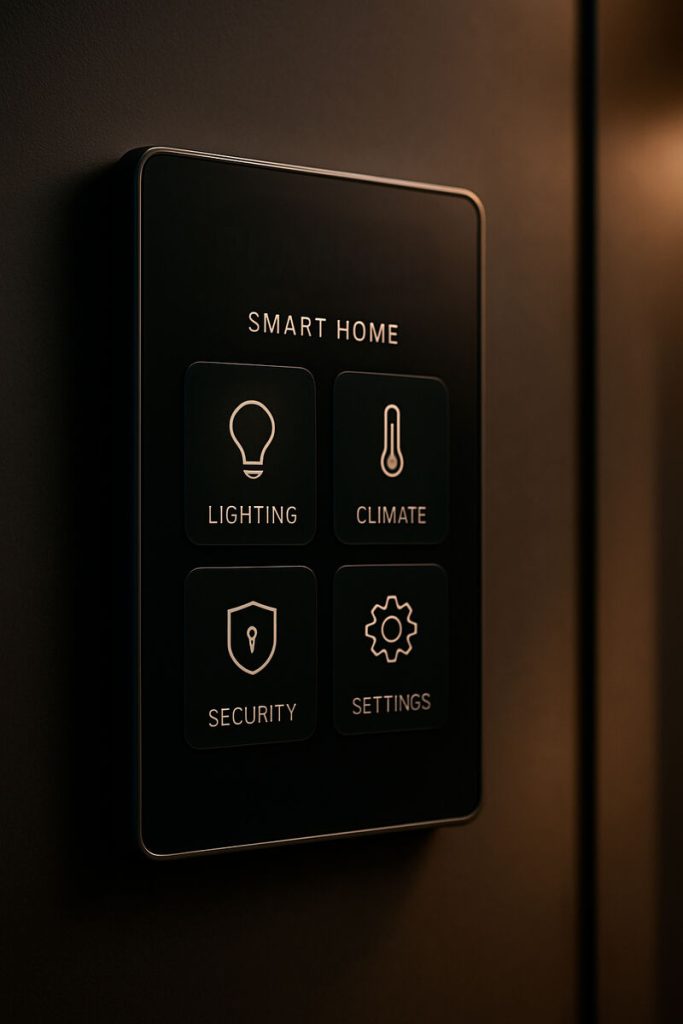 Painel de controle para casa inteligente com ícones