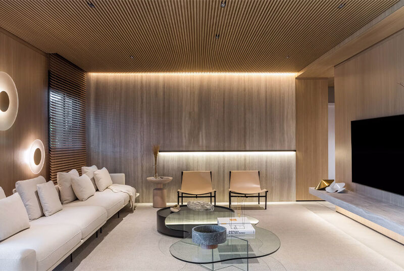 sala de estar moderna com decoração minimalista