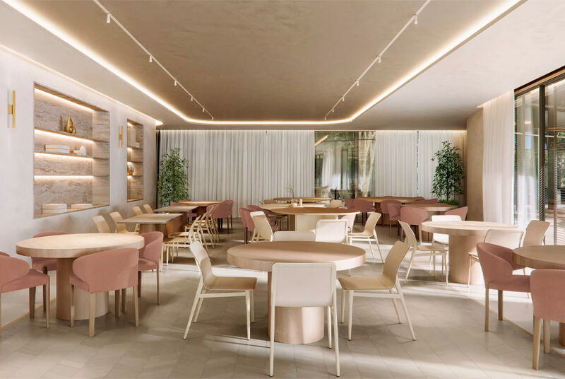 Ambiente sofisticado de um restaurante moderno