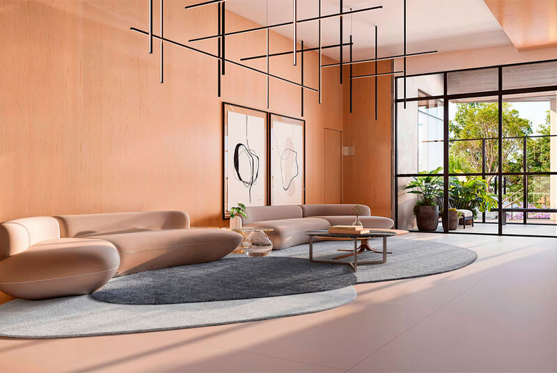 Sala moderna com sofás e decoração elegante